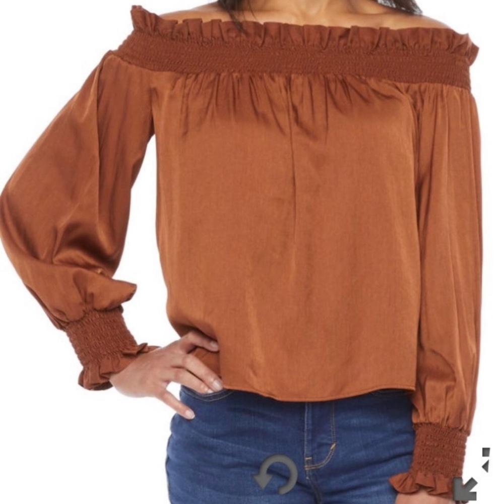 NWT Worthington Long Sleeve Blouse - Tortoise Brown - Size S